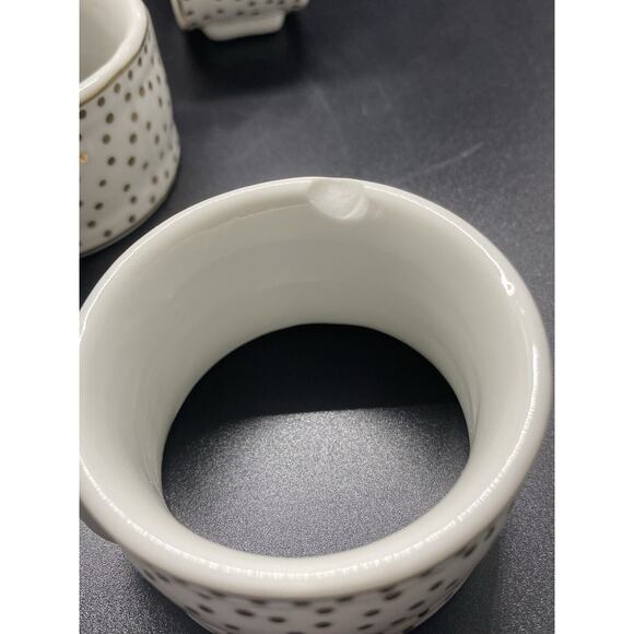 Grace's Teaware White Porcelain Napkin Rings With Gold Polka Dots - Set of 8 - Picture 7 of 8
